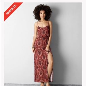 Burgundy Maxi Dress with Slit